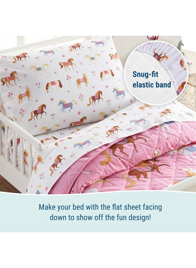 Wildkin 100% Cotton Toddler Sheet Set - Soft & Cozy Bed Sheets - Horses - Image 5