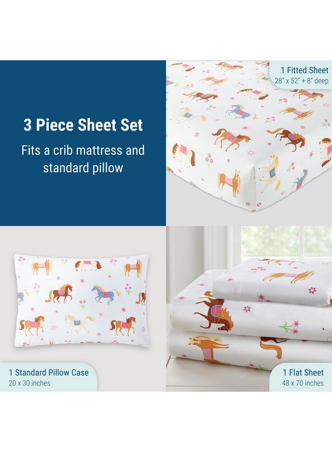 Wildkin 100% Cotton Toddler Sheet Set - Soft & Cozy Bed Sheets - Horses - Image 4