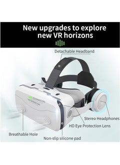في آر شينيكون G15E VR نظارات IMAX 3D أفلام الواقع الافتراضي نظارات الواقع الافتراضي Google Cardboard Box VR خوذة للهاتف 4.7-7 بوصة، تدعم عصا التحكم في الألعاب (أبيض)  - Image 4
