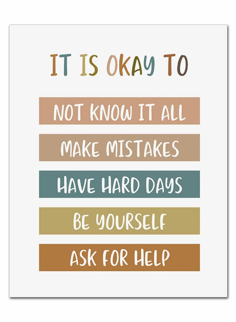 SYOSI Boho Classroom Decor It Is Okay To Be Yourself Classroom Wall Decor Teacher Gift Child Art Playroom Decor Classroom Quotes - UNFRAMED (40*60 cm) - Image 1