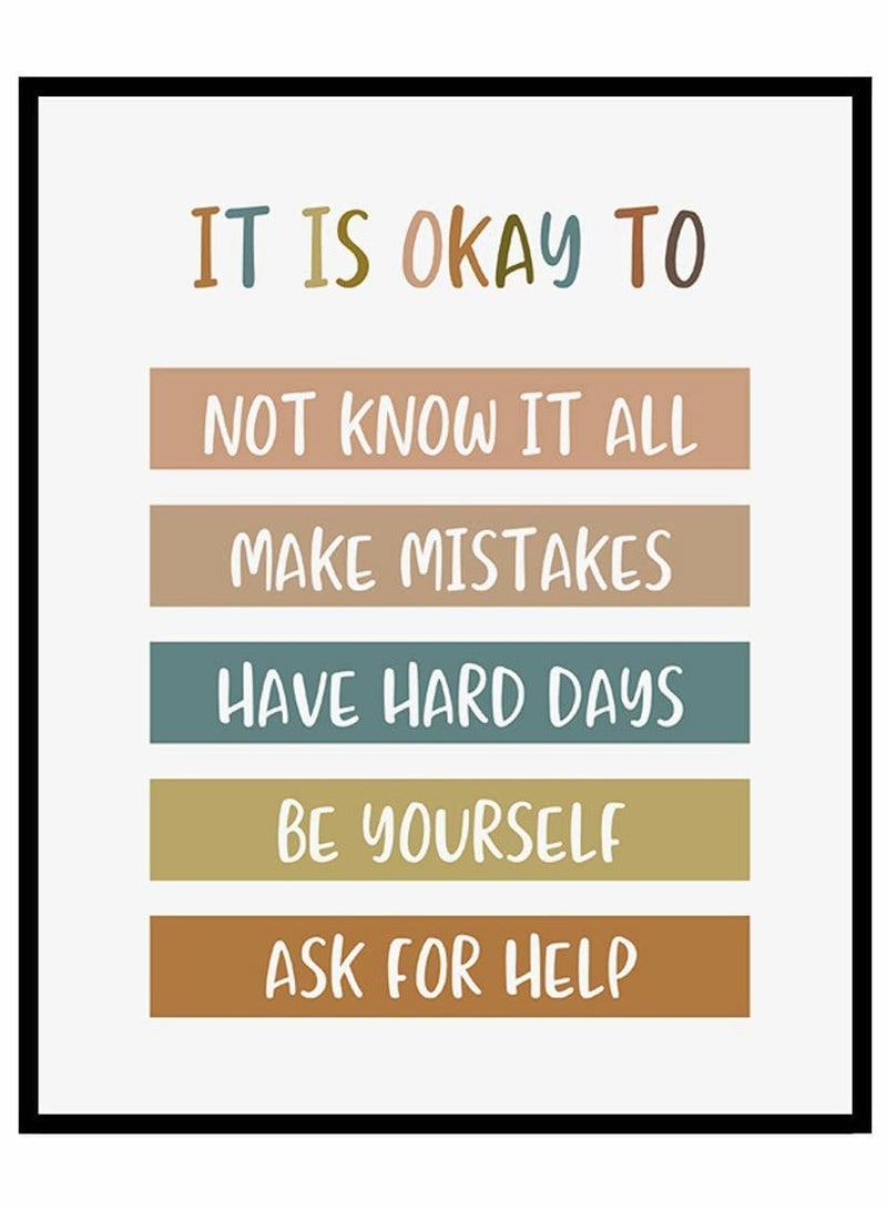 SYOSI Boho Classroom Decor It Is Okay To Be Yourself Classroom Wall Decor Teacher Gift Child Art Playroom Decor Classroom Quotes - UNFRAMED (40*60 cm) - Image 2