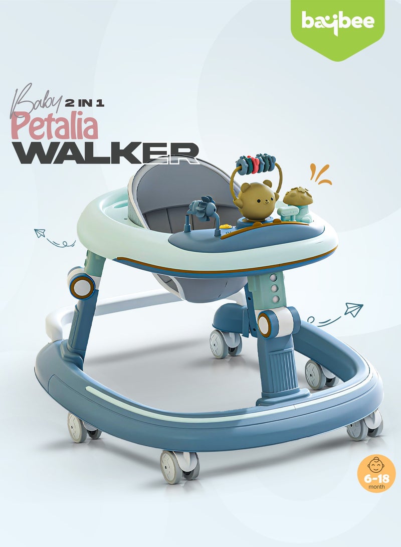 بيبي مشاية أطفال بيتاليا ٢ في ١ قابلة للطي مع ٥ ارتفاعات قابلة للتعديل، وقضيب دفع، وقضيب ألعاب موسيقية | مشاية أنشطة للأطفال الصغار | مشاية دفع للأولاد والبنات من ٦ إلى ١٨ شهرًا، لون أخضر - Image 2