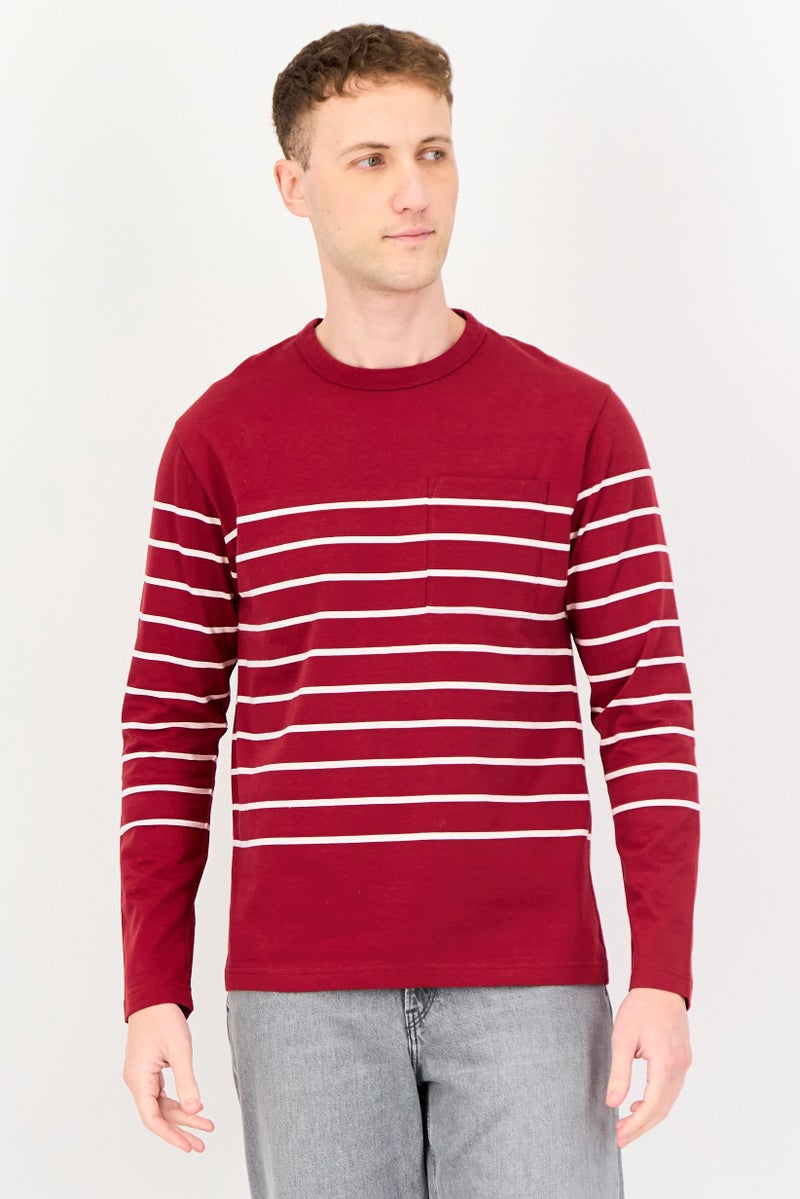 Celio Men Crew Neck Long Sleeve Stripe T-Shirt, Multicolor - Image 1