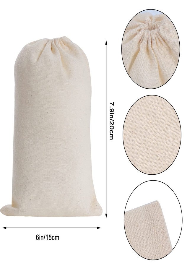 Tayfremn 50Pcs Cotton Drawstring Bags, Reusable Muslin Bag Natural Cotton Bags with Drawstring Produce Bag Bulk Gift Jewelry Pouch for Party Wedding Home Storage, Natural Color (6x7.9 Inch) - Image 2
