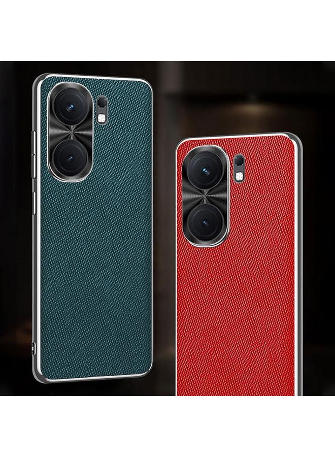 إيروريكس جراب لهاتف vivo iQOO Neo9 Pro مصنوع من جلد البولي يوريثان بتصميم متقاطع وحواف فضية - Image 2