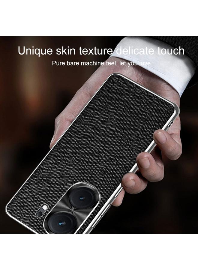 إيروريكس جراب لهاتف vivo iQOO Neo9 Pro مصنوع من جلد البولي يوريثان بتصميم متقاطع وحواف فضية - Image 4