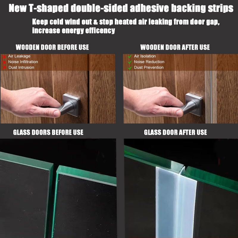 AEIOUD Upgrade T-Shaped Door Draft Stopper, Clear Silicone Seal Strip Weather Stripping for Side of Door Frame (1.37" Wide X 20 Ft Elder) - Image 3
