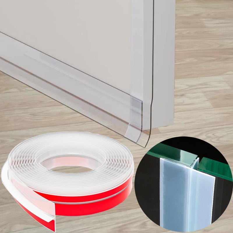 AEIOUD Upgrade T-Shaped Door Draft Stopper, Clear Silicone Seal Strip Weather Stripping for Side of Door Frame (1.37" Wide X 20 Ft Elder) - Image 1