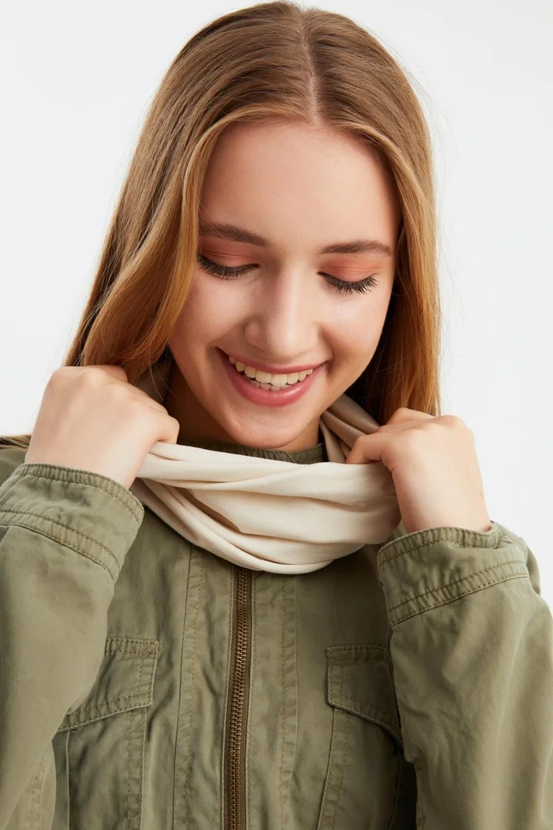بوتيكجيز Beige Women's 4-Functional Protector, Cotton, Flexible, Sweatproof, Bandana, Neck Collar, Buff, Mask
