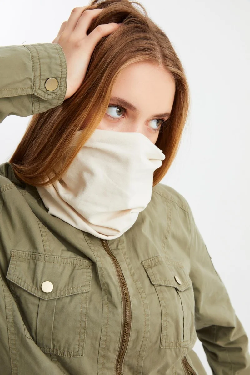 بوتيكجيز Beige Women's 4-Functional Protector, Cotton, Flexible, Sweatproof, Bandana, Neck Collar, Buff, Mask