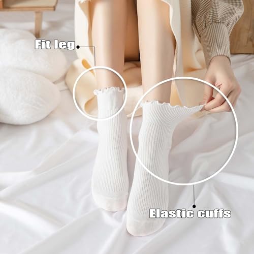 DarkCom 6 Pairs Women's Ruffle Socks Cute Ankle Super Soft Breathable Cool Frilly Socks For Mary Jane Shoes - Image 3