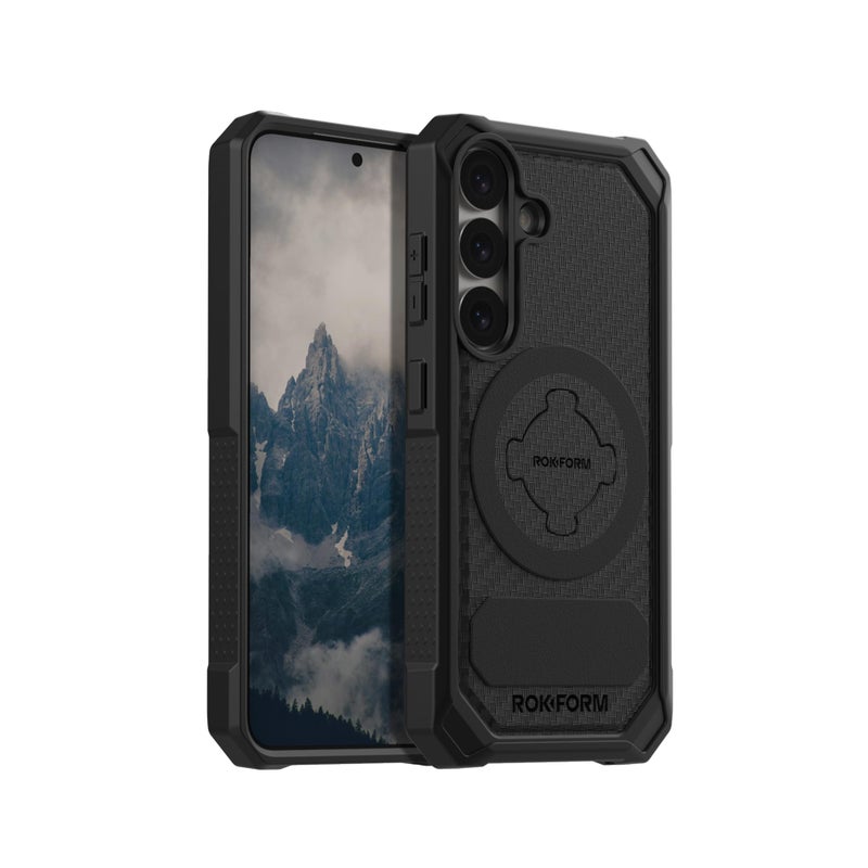 Rokform Rugged Case Compatible with Galaxy S25, Magnetic Cover with Twist Lock, Drop Tested Armor (Black) - Image 1