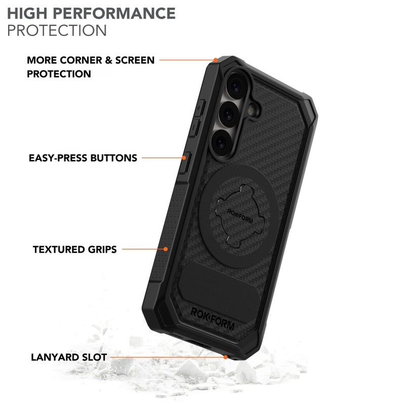 Rokform Rugged Case Compatible with Galaxy S25, Magnetic Cover with Twist Lock, Drop Tested Armor (Black) - Image 2