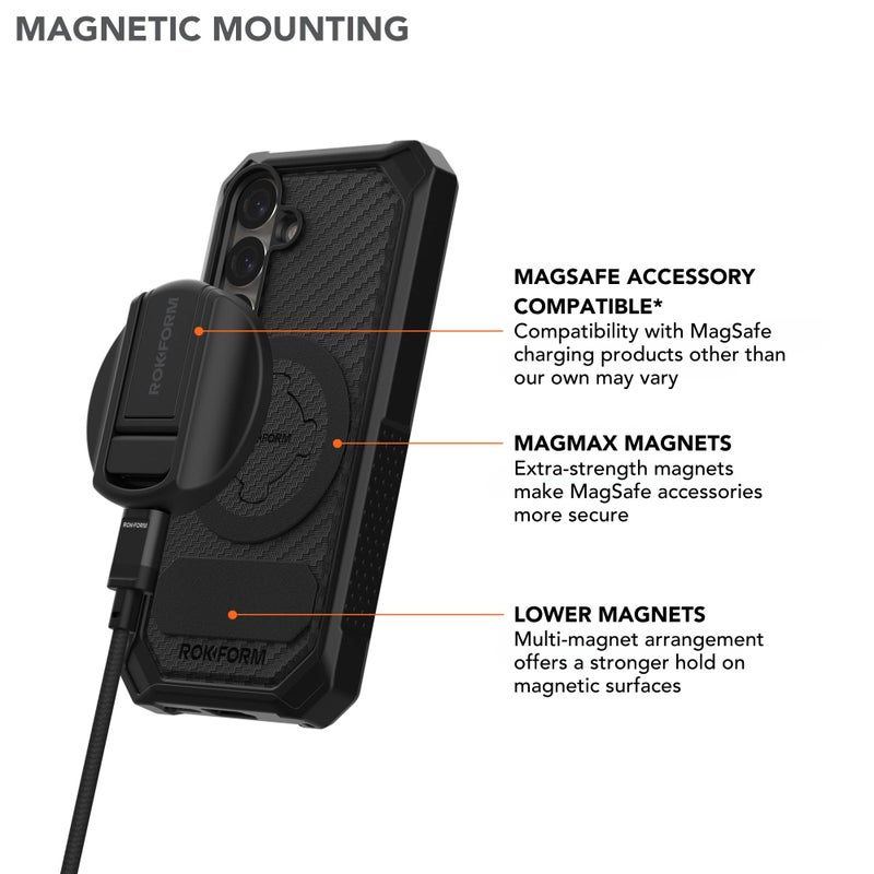 Rokform Rugged Case Compatible with Galaxy S25, Magnetic Cover with Twist Lock, Drop Tested Armor (Black) - Image 3