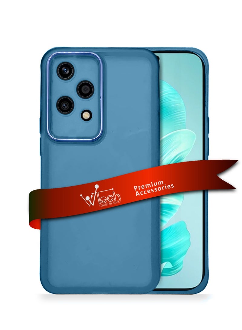 Wtech Soft Transparent TPU Silicone Ultra Thin Phone Stylish Electroplated Camera Border Case Cover For Honor 200 Lite 5G 2024 Navy Blue - Image 1