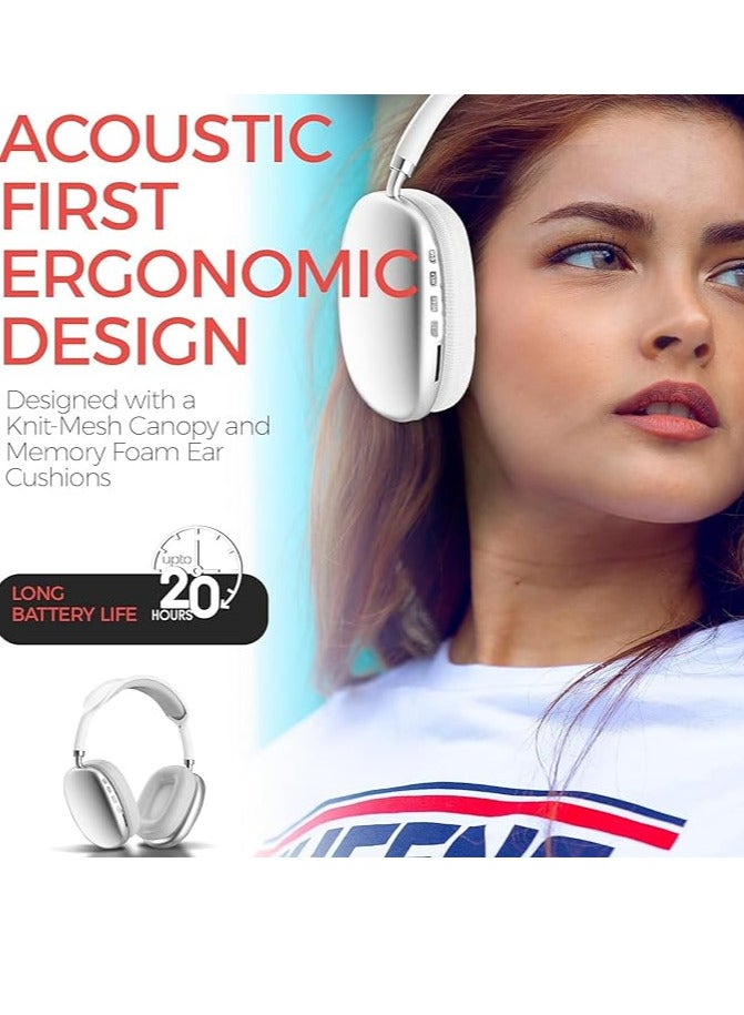 Scrolls P9 Pro Max Immersive Active Noise Cancelling Over-Ear Headphones, Epitome of Cutting-Edge Design and Premium Sound Quality. Elevate Your Listening Experience, Fusion of Style and Comfort (WHITE)  - Image 3