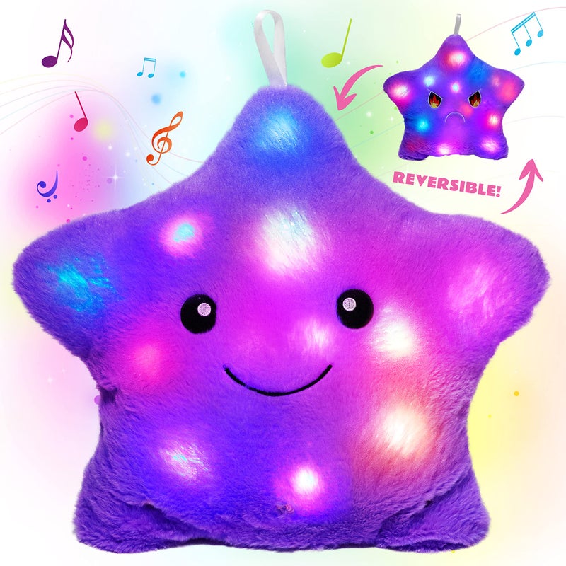 Cuteoy 13 Musical Purple Star Plush Pillow Glowing Twinkle Night Light Stuffed Animal LED Toys Adjustable Volume Birthday for Girls Boys - Image 3