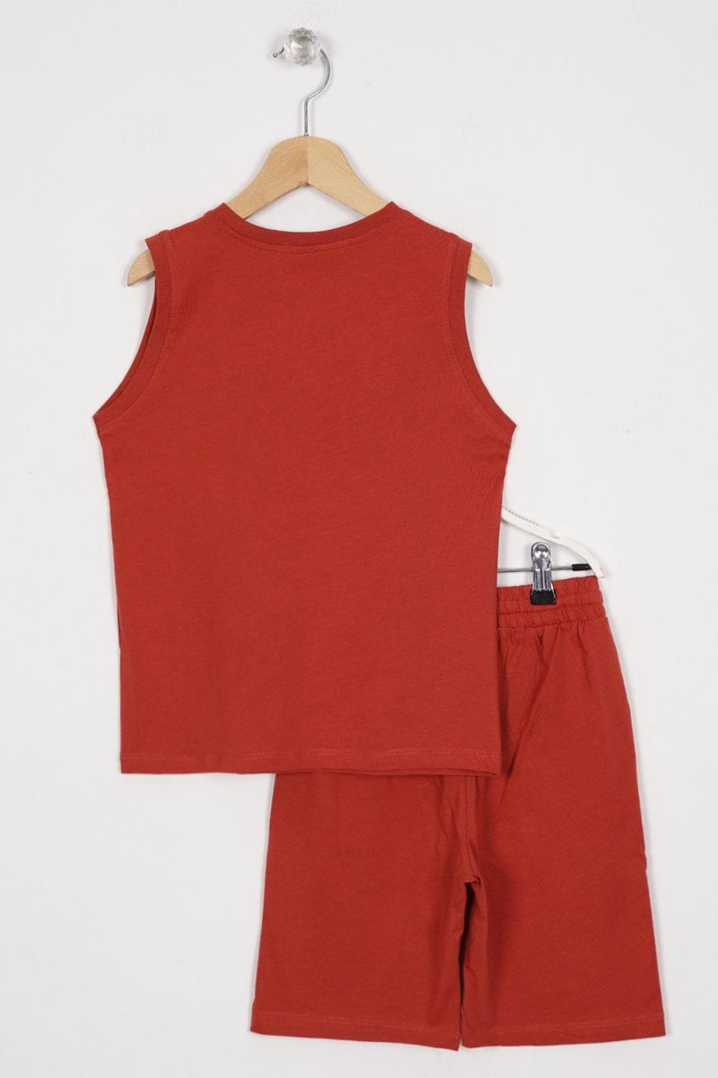 Zepkids Sport Wear Crest Brick Color Boy's Capri Set  - Image 3