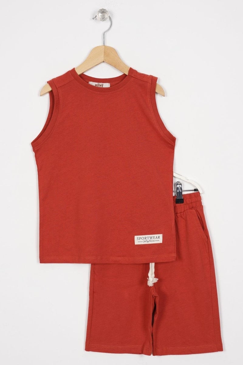 Zepkids Sport Wear Crest Brick Color Boy's Capri Set  - Image 1