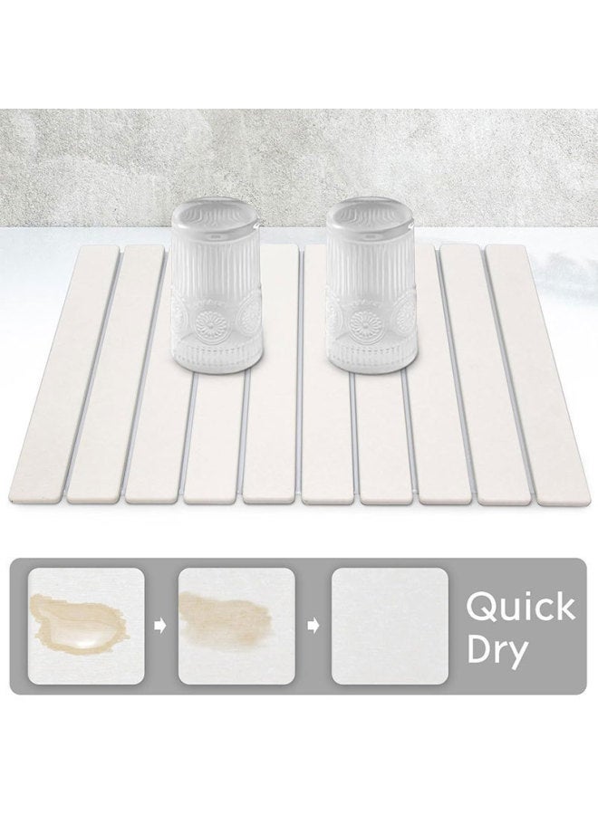 بساط تجفيف أدوات المائدة الأرضية الدياتومي عبر الحدود، بساط تجفيف الأطباق قابل للطي، بساط مطبخ الحمام متعدد الوظائف ماص للسطح - اللون: رمادي متوسط، المواصفات: 30*40 سم - Image 2