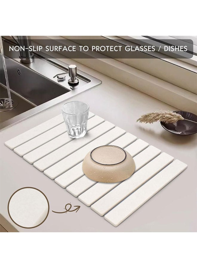 بساط تجفيف أدوات المائدة الأرضية الدياتومي عبر الحدود، بساط تجفيف الأطباق قابل للطي، بساط مطبخ الحمام متعدد الوظائف ماص للسطح - اللون: رمادي متوسط، المواصفات: 30*40 سم - Image 4