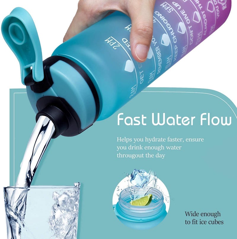 Mforall Time Marker Water Bottle Plastic Water Bottle 1 litter With Motivational Time Marker Unbreakable Durable BPA Free NonToxic Leak proof Water Bottle for Gym Office Multi Colour - Image 4