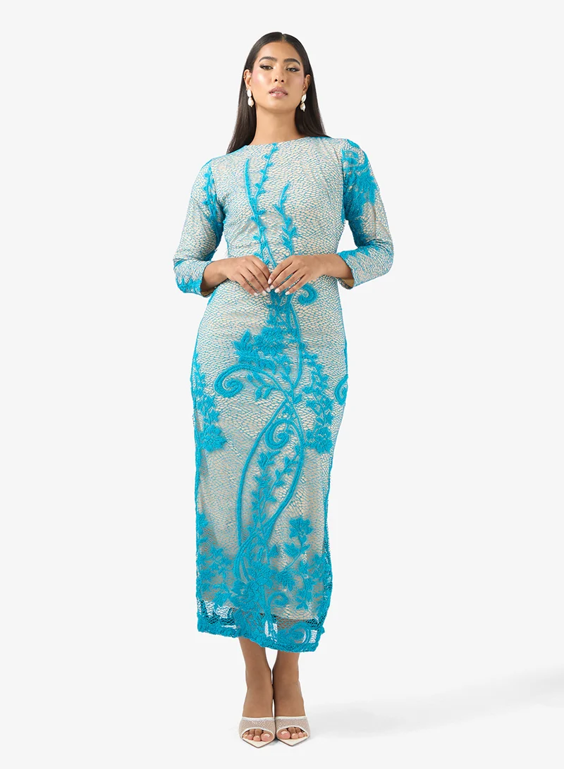 Lace Overlay Maxi Dress