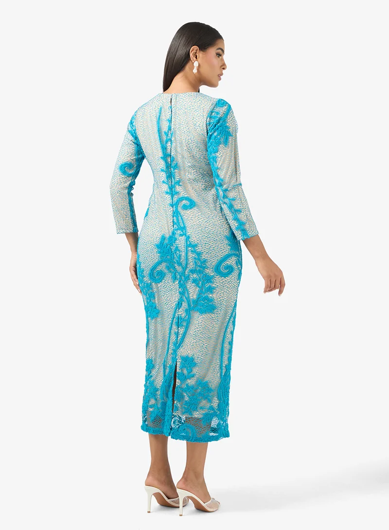 Golden Apple Lace Overlay Maxi Dress