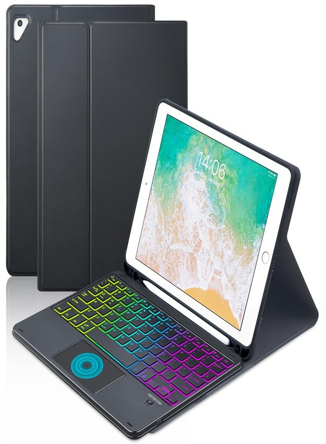 MePadKey Touchpad Keyboard Case for iPad 6th 2018/5th Generation 2017 9.7 inch, 7-Color Backlight Type-C Charging Keyboard with Pencil Holder Cover Fit iPad Air 2/Pro 9.7 (Black) - Image 1
