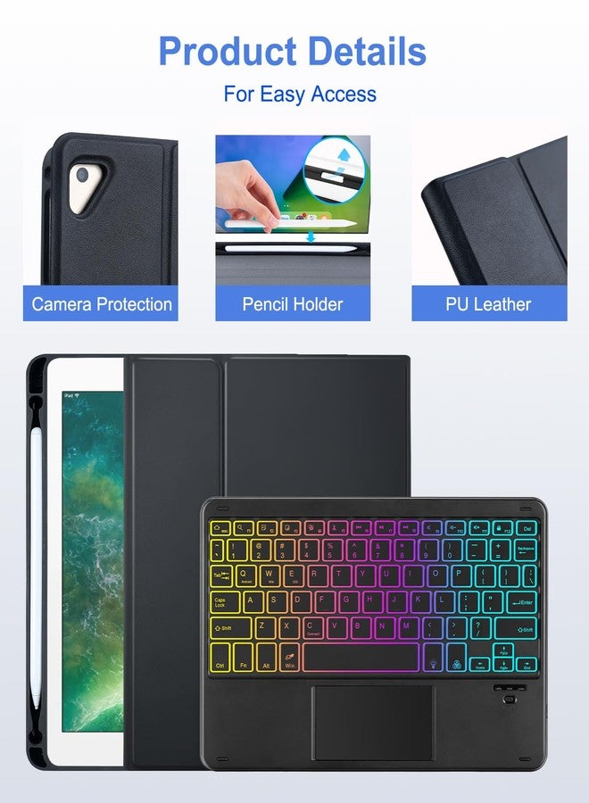 MePadKey Touchpad Keyboard Case for iPad 6th 2018/5th Generation 2017 9.7 inch, 7-Color Backlight Type-C Charging Keyboard with Pencil Holder Cover Fit iPad Air 2/Pro 9.7 (Black) - Image 3