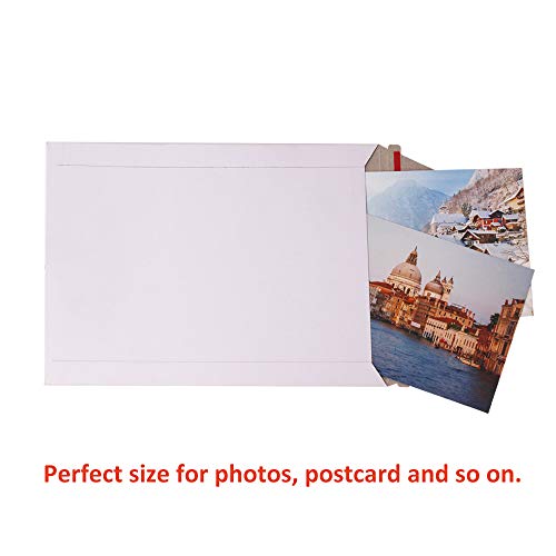 zmybcpack 100 Pack 6X8 inch Self Seal Photo Document Mailers Stay Flat White Cardboard Envelopes White Photography Mailers for CD, Photos, Document - Image 3
