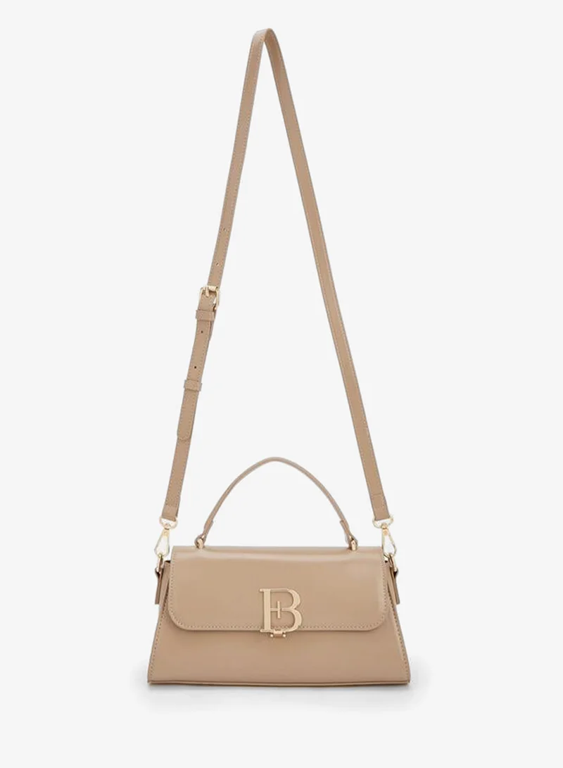 Flora Bella By Shoexpress Nude Solid Satchel Bag With Detachable Strap for Women | Best Price UAE