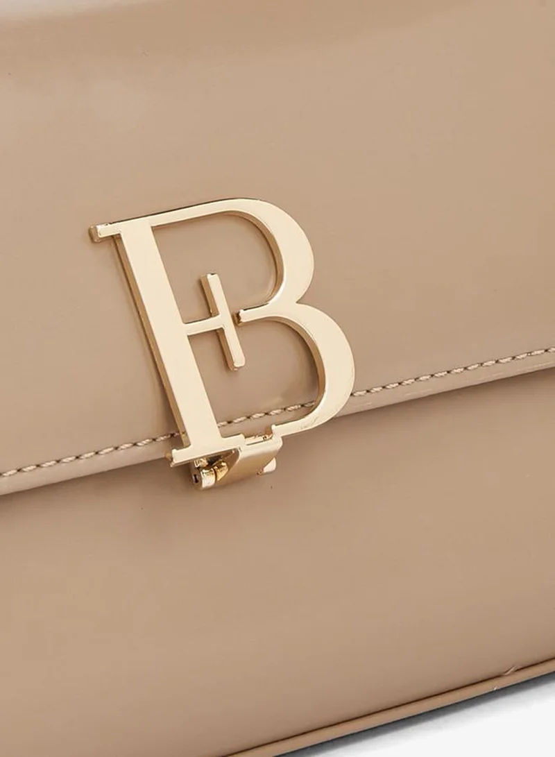 Flora Bella By Shoexpress Nude Solid Satchel Bag With Detachable Strap for Women | Best Price UAE