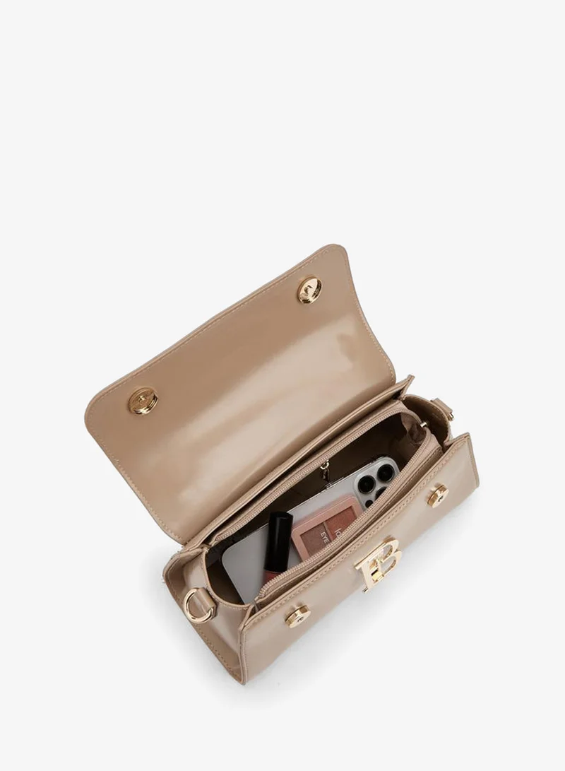 Flora Bella By Shoexpress Nude Solid Satchel Bag With Detachable Strap for Women | Best Price UAE