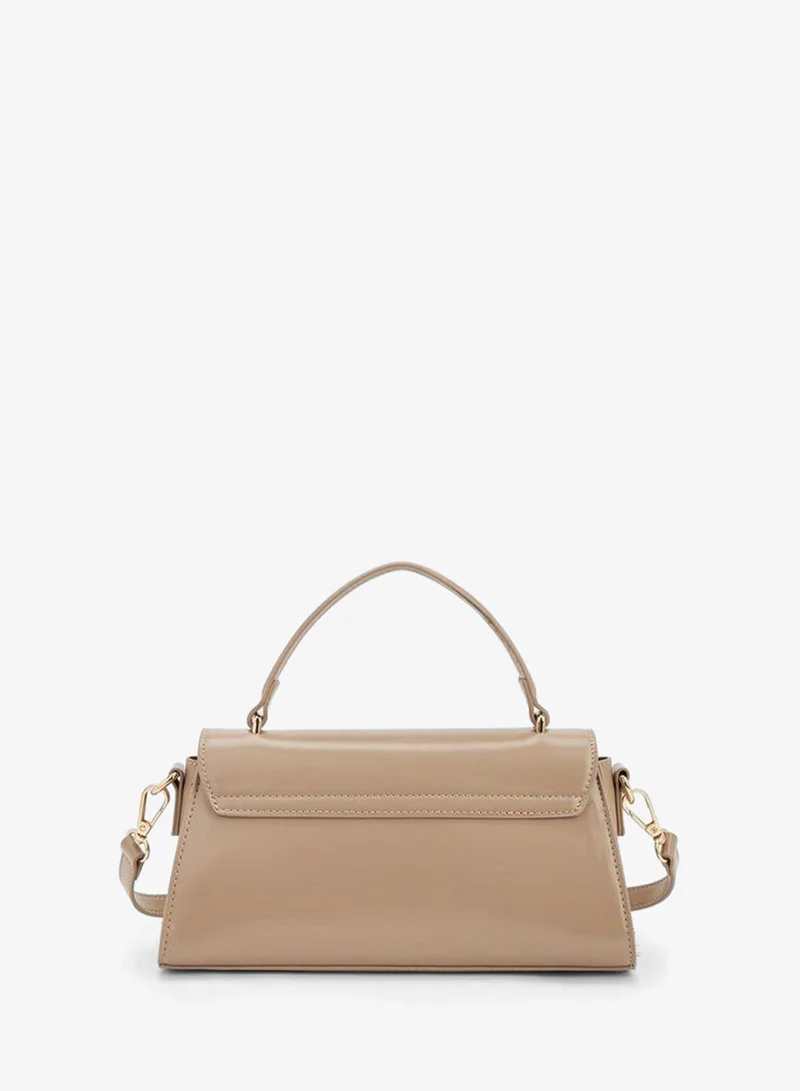 Flora Bella By Shoexpress Nude Solid Satchel Bag With Detachable Strap for Women | Best Price UAE