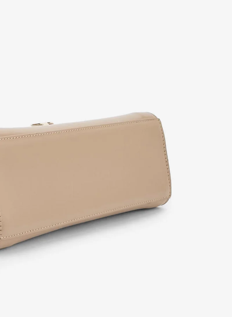 Flora Bella By Shoexpress Nude Solid Satchel Bag With Detachable Strap for Women | Best Price UAE