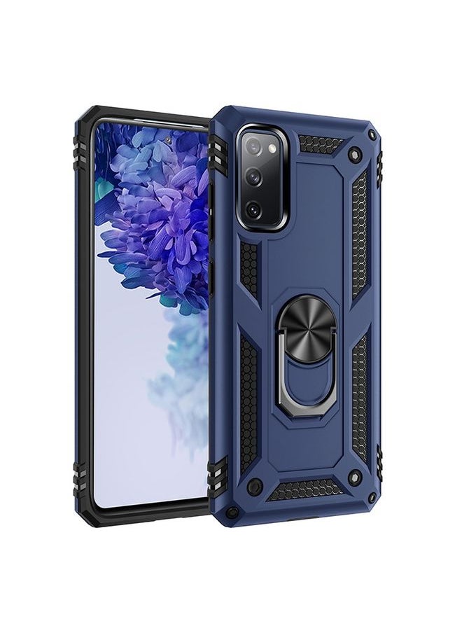 Generic - Case Cover For Samsung Galaxy S20 FE 5G Shockproof TPU + PC Protective Case with 360 Degree Rotating Holder (Blue) - Image 1