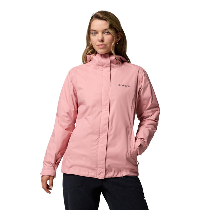 Columbia Womens Arcadia II Waterproof Rain Jacket Eraser Pink Large