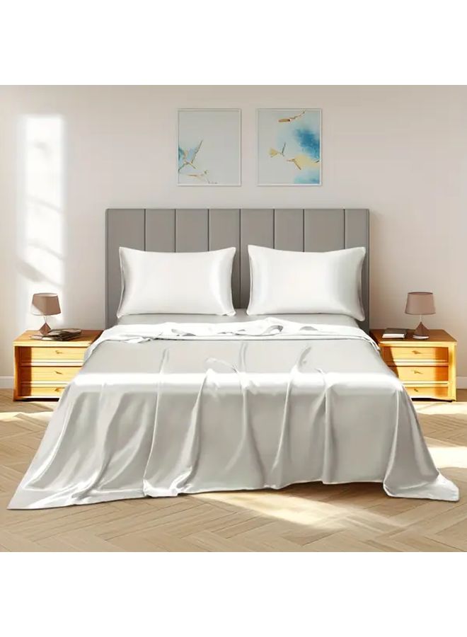 شراب ساتان بلون بورغندي صلب، ملاءة مثبتة مقاس فردي، جميع الفصول، قابلة للتنفس، سهلة العناية - Image 2