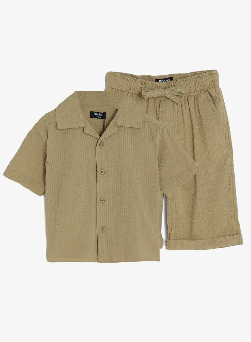 ريبلز مع نمشي Boys 2-Pieces Sets With Resort Collar Shirt & Shorts