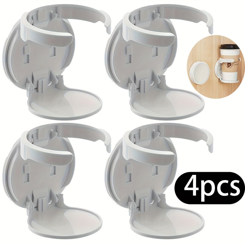 4 Pack Adjustable White ABS Plastic Folding Cup Holders Easy Clean Durable - Image 2