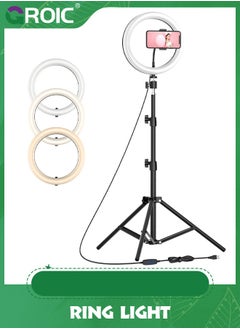 GROIC 12" Ring Light with Tripod Stand & phone holder, LED Ring Light Kits for Selfie, Makeup, Video, with 3 Light Modes  - Image 1