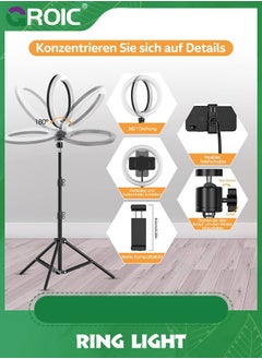 GROIC 12" Ring Light with Tripod Stand & phone holder, LED Ring Light Kits for Selfie, Makeup, Video, with 3 Light Modes  - Image 3