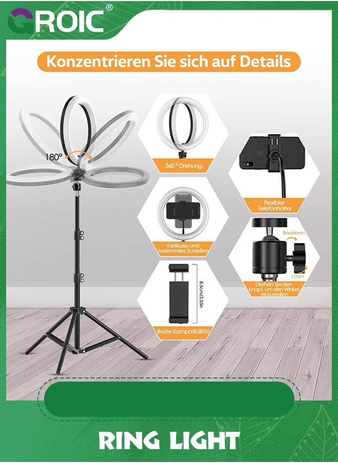 GROIC - 12" Ring Light with Tripod Stand & phone holder, LED Ring Light Kits for Selfie, Makeup, Video, with 3 Light Modes - Image 1