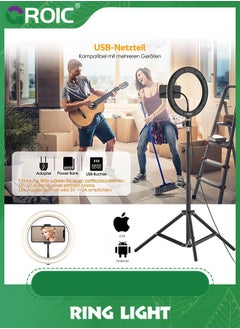 GROIC 12" Ring Light with Tripod Stand & phone holder, LED Ring Light Kits for Selfie, Makeup, Video, with 3 Light Modes  - Image 4
