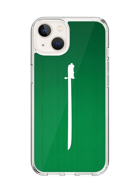 Classic Clear Case for Apple iPhone 15 Hybrid Soft Case Flexible Edges Anti Drop TPU PC Gel Thin Transparent Cover [ Designed for Apple iPhone 15 ] - Sword Of Saudi Full Print