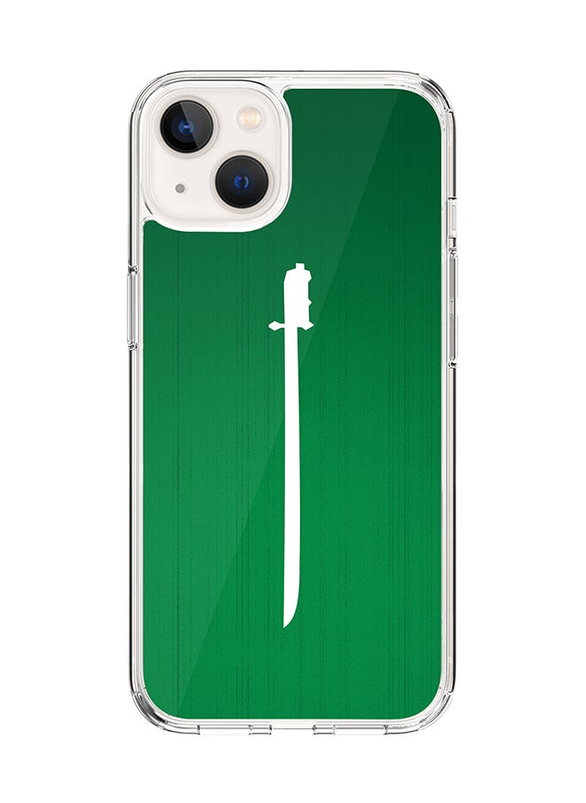 Stylizedd - Classic Clear Case for Apple iPhone 15 Hybrid Soft Case Flexible Edges Anti Drop TPU PC Gel Thin Transparent Cover [ Designed for Apple iPhone 15 ] - Sword Of Saudi Full Print - Image 1