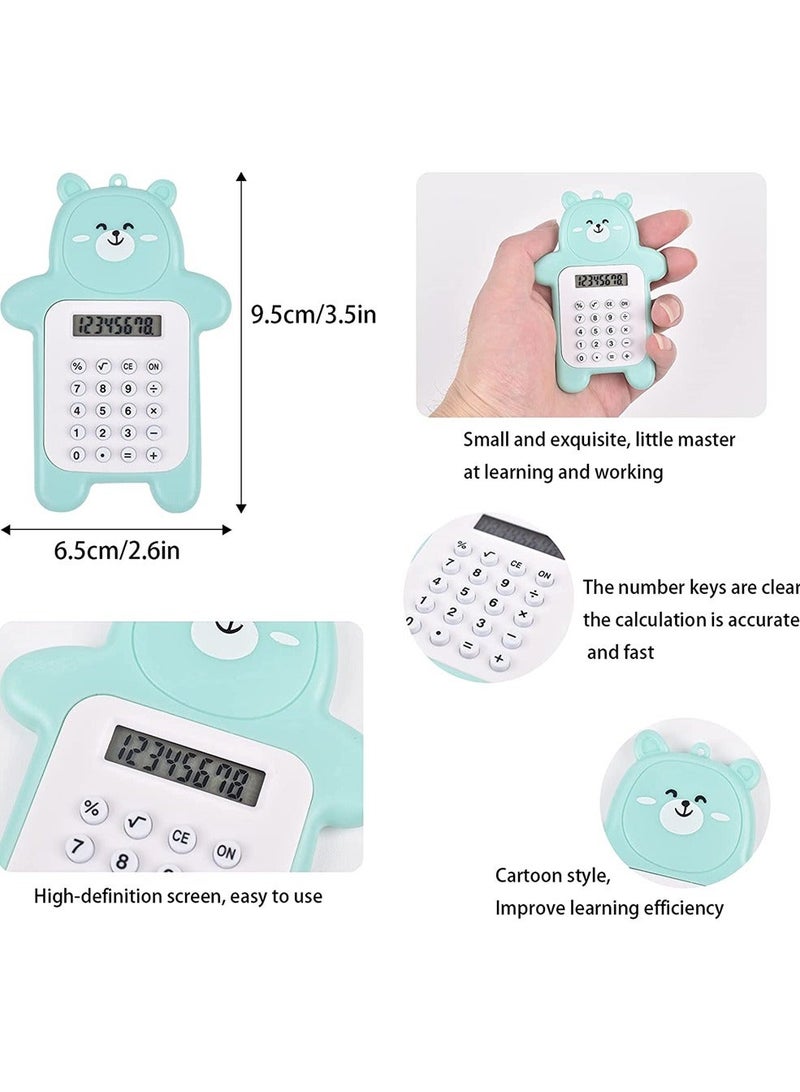 3 Packs Basic Calculator Creative 8-Digit Display Beginner Portable Cartoon Bear Style Calculator Rubber Button Pocket Size Calculator for Desktop Home Office Students Supplies - Image 3