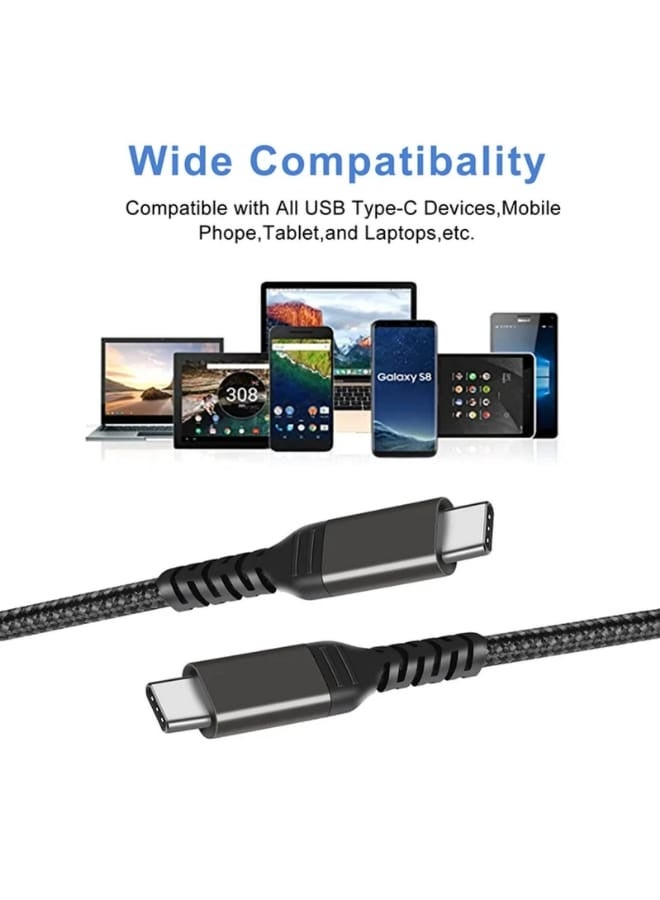 تقليدي كابل شحن سريع USB-C إلى USB-C 60 واط من النايلون المضفر بطول 1.5 متر – كابل PD لشحن ماك بوك، آيباد برو، آيفون 16 برو ماكس/15 برو ماكس، سامسونج جالاكسي S24/S23/S22، جوجل بيكسل، ون بلس، هواوي، شاومي، وجميع الأجهزة بمنفذ USB-C - Image 2
