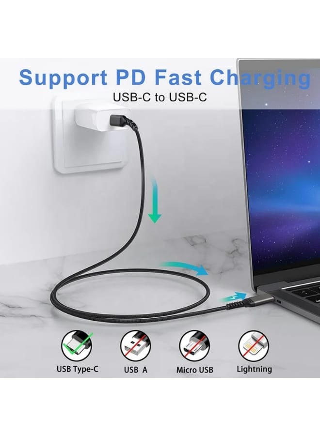 تقليدي كابل شحن سريع USB-C إلى USB-C 60 واط من النايلون المضفر بطول 1.5 متر – كابل PD لشحن ماك بوك، آيباد برو، آيفون 16 برو ماكس/15 برو ماكس، سامسونج جالاكسي S24/S23/S22، جوجل بيكسل، ون بلس، هواوي، شاومي، وجميع الأجهزة بمنفذ USB-C - Image 3
